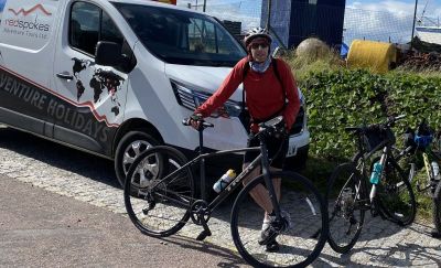 Nigel Lawson Cycling on the  tour with redspokes